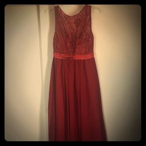 Maroon lace long dress